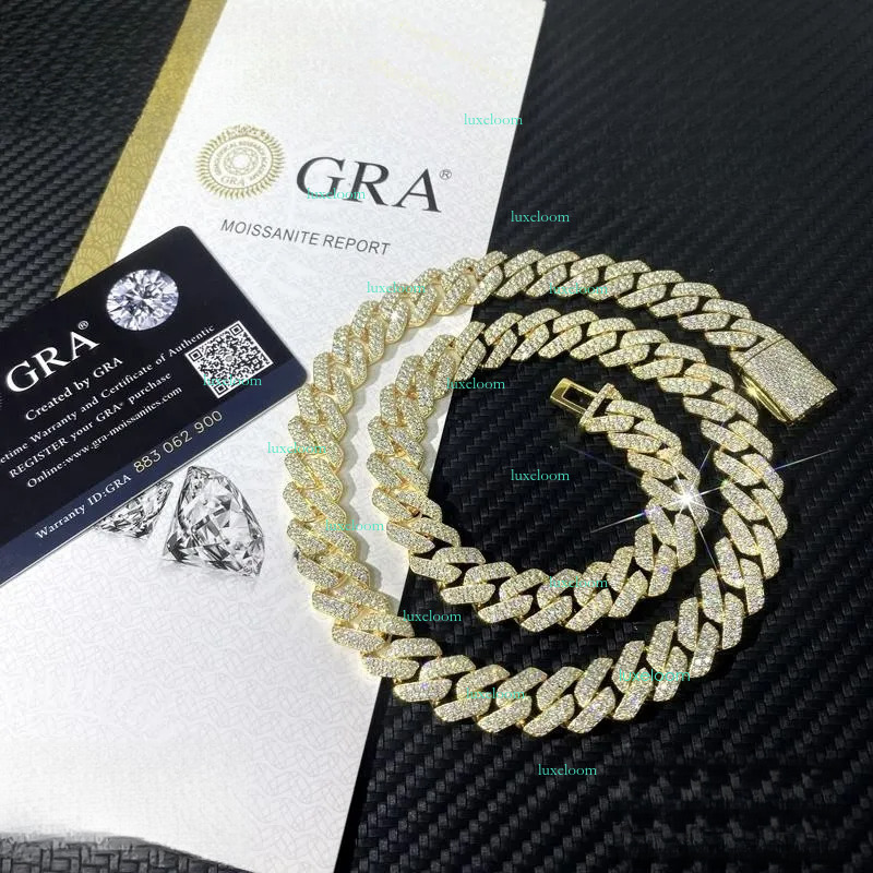 jewelry chains for men 14mm bracelet women sier k chain pass dia tester GRA VVS moissanite cuban necklace personalize gift