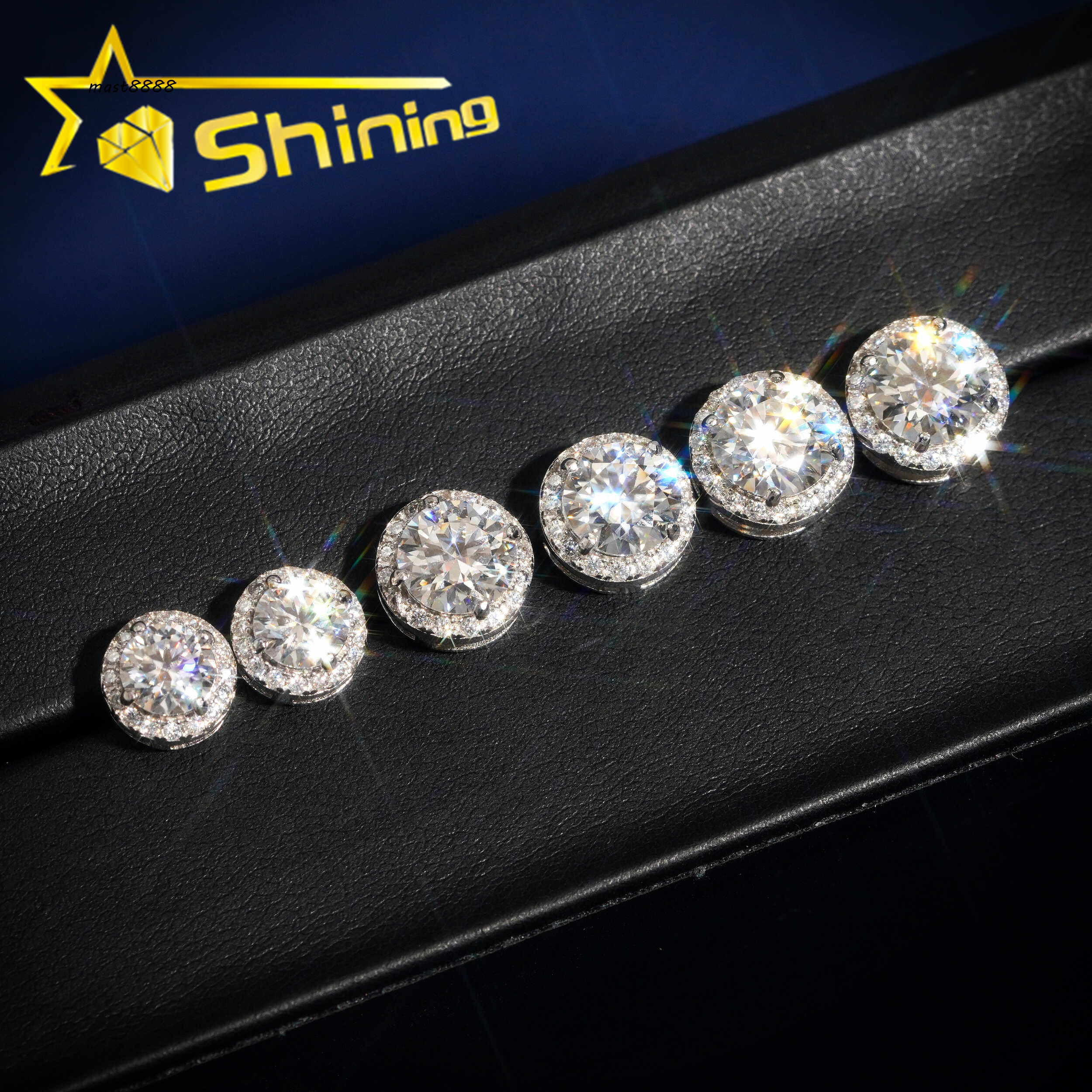 Hot Sale Cluster Stud Earring Fine Jewelry Gold Plated 925 Sterling Silver Iced Out VVS Diamond Moissanite Earrings