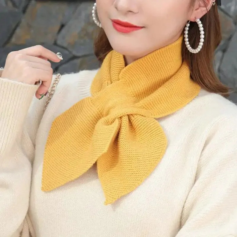 Korean Women Bowknot Cross Knit Ring Neck Scarves Fashion Female Autumn Winter Solid Color Elastic Soft Wool Warm Scarf y251031