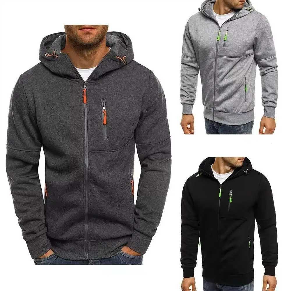 Mens Hoodies Long Sleeve Sweatshirt Zipper Design Hooded Sweatshirt for Men Clothing Sportswear Slim Fit Casual Jacket W251106
