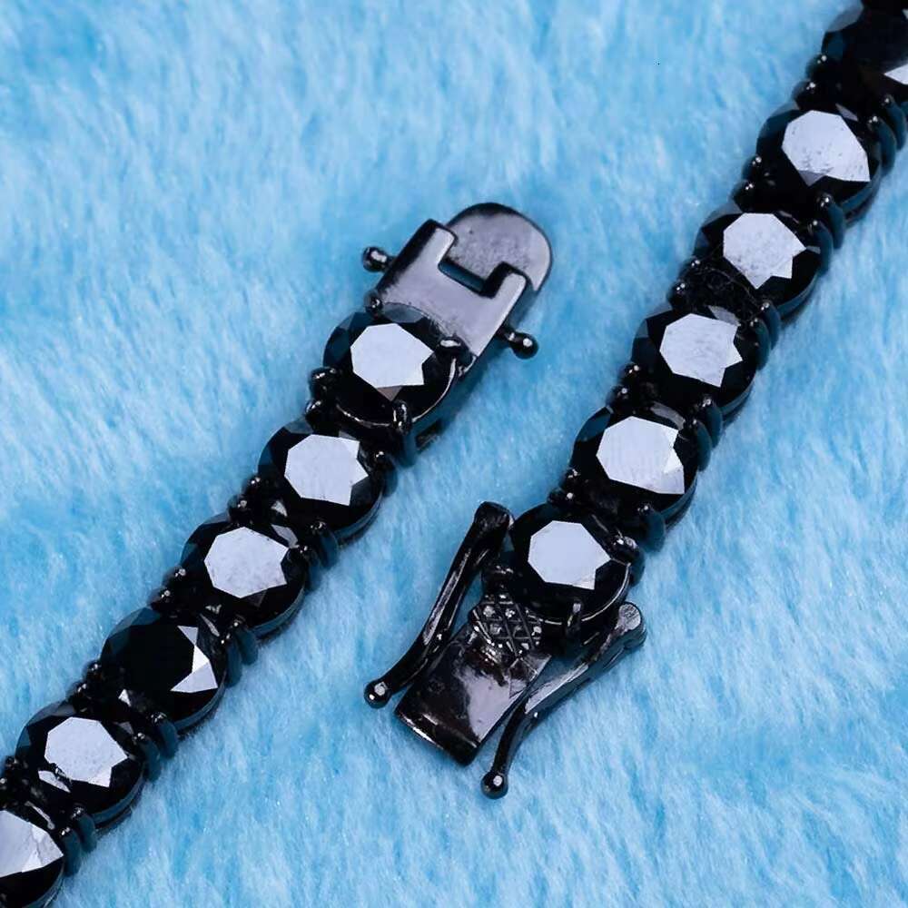 Top Grade 6MM Moissanite Black Diamond Hip Hop Tennis Chain Gold Rhodium Plated New Arrival Best Price for Gift and Party