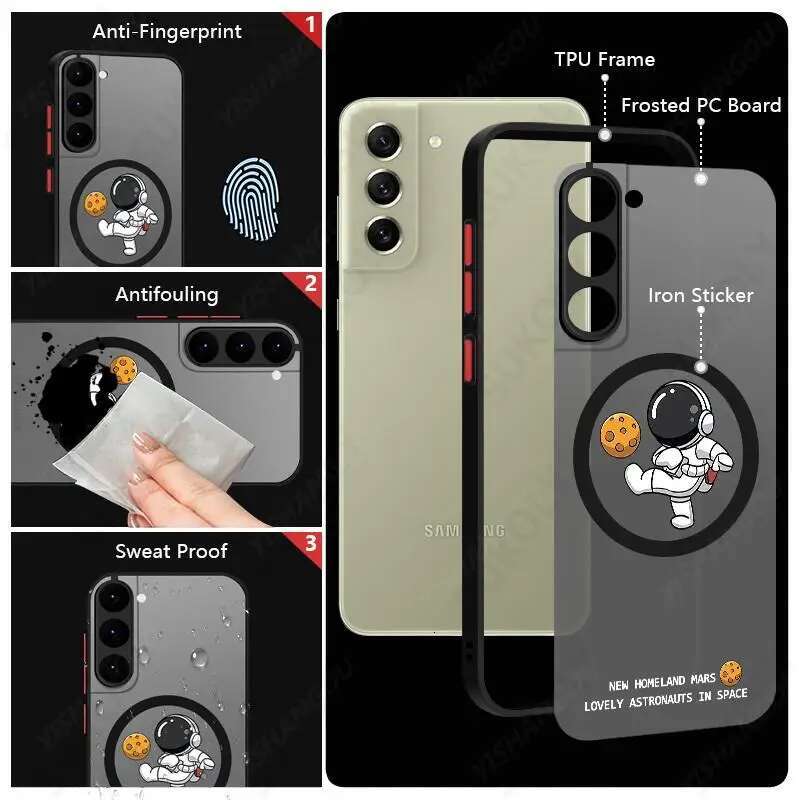 Magnetic Magsafe Astronaut Case For Samsung Galaxy S23 S22 Plus S21 S20 FE S24 Ultra Slim Hard PC Back S25 Cover