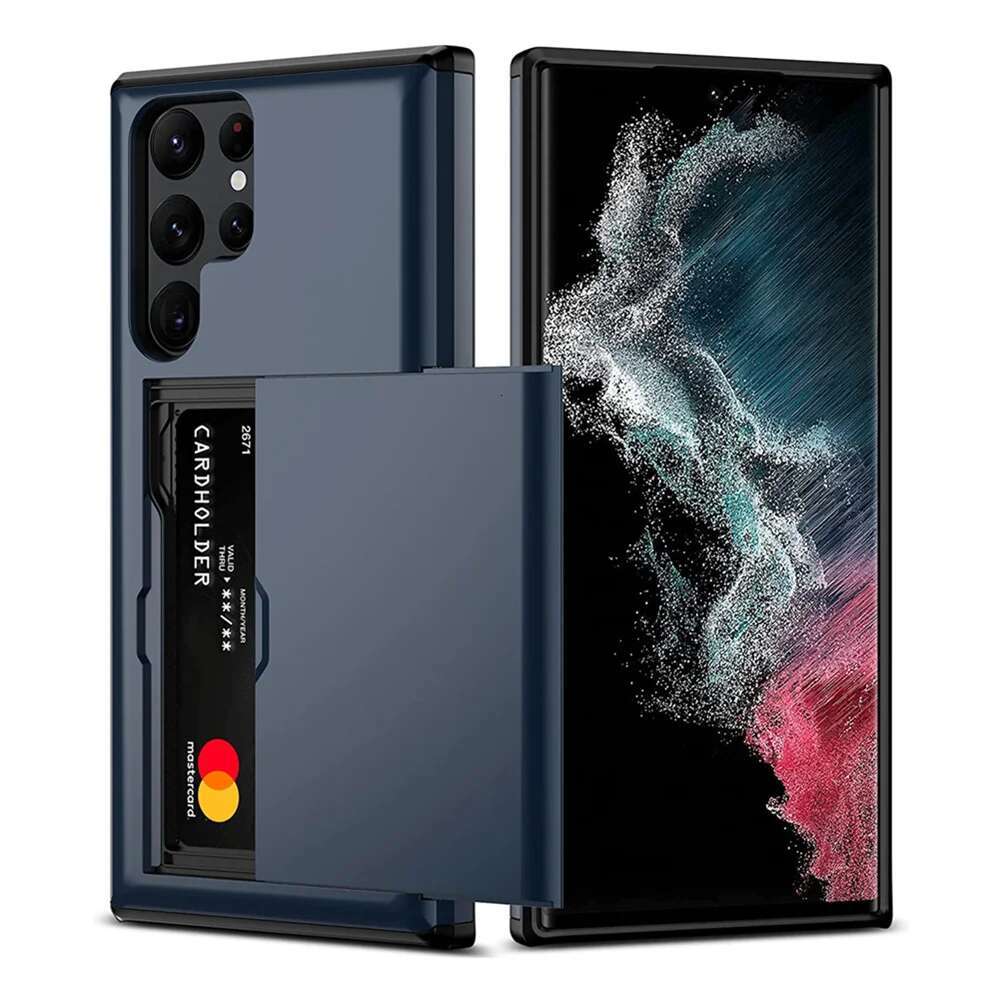 Slider Card for Samsung S24 S23 Ultra S22 S21 S20 FE S10 Plus Hard Shell Phone Case Galaxy Note 20 10 9