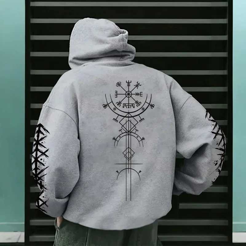 Autumn Winter Hot Sale Mens Hoodie High Grade Ancient Viking Rune Pattern Sweatshirt Male Home Outdoor Comfort Warm Casual Coat W251106