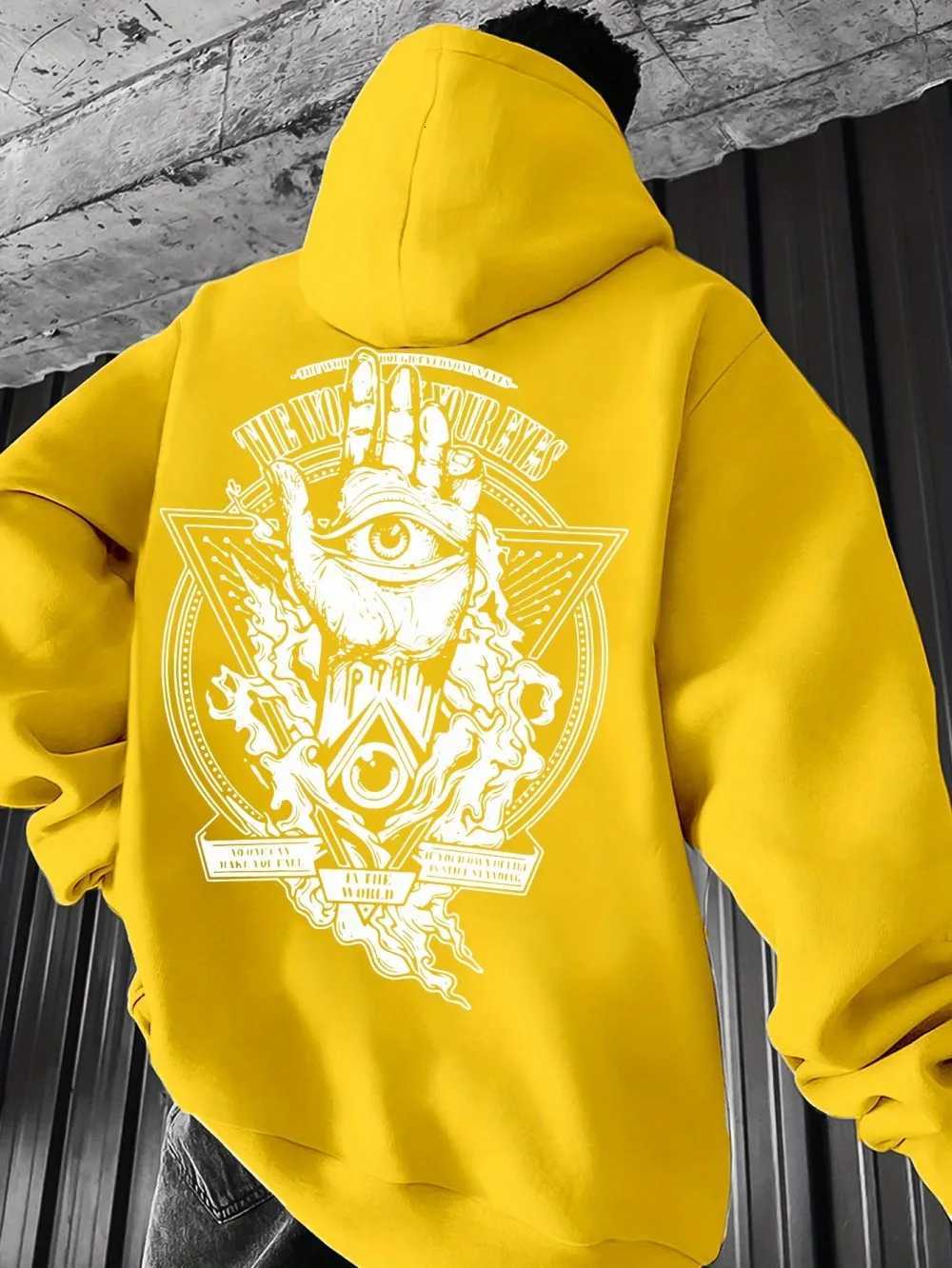 2025 American Autumn New Mens Totem Printed Micro Elastic Comfortable Hoodie Outdoor Street Style Clothing W251106