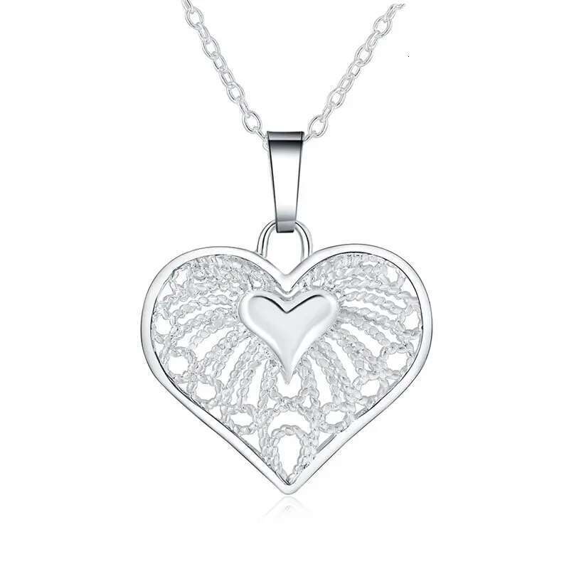 Fashion Sterg Sier 18-24 Inches Fine 25MM Heart Necklace For Charm Women Wedding Party Favors Jewelry Accessories