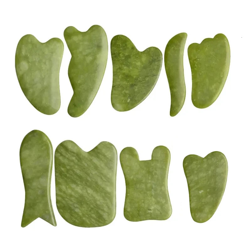 Natural Green Xiuyu Jade Gua Sha Board Set Gouache Scraper For Body SPA Acupuncture Acupoint Lifting Scraping Massager 250328