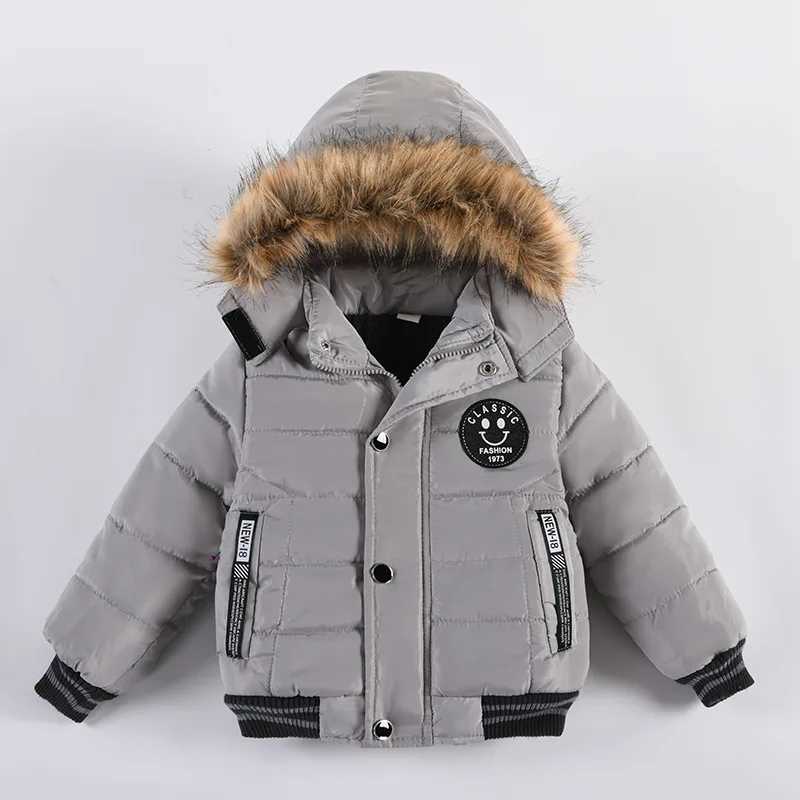 2025 Winter Children Warm Clothing Boys Down Jacket Baby Polyester Fiber Hooded Coat Thicken Outerwear Kids Solid Color ParkaT251106