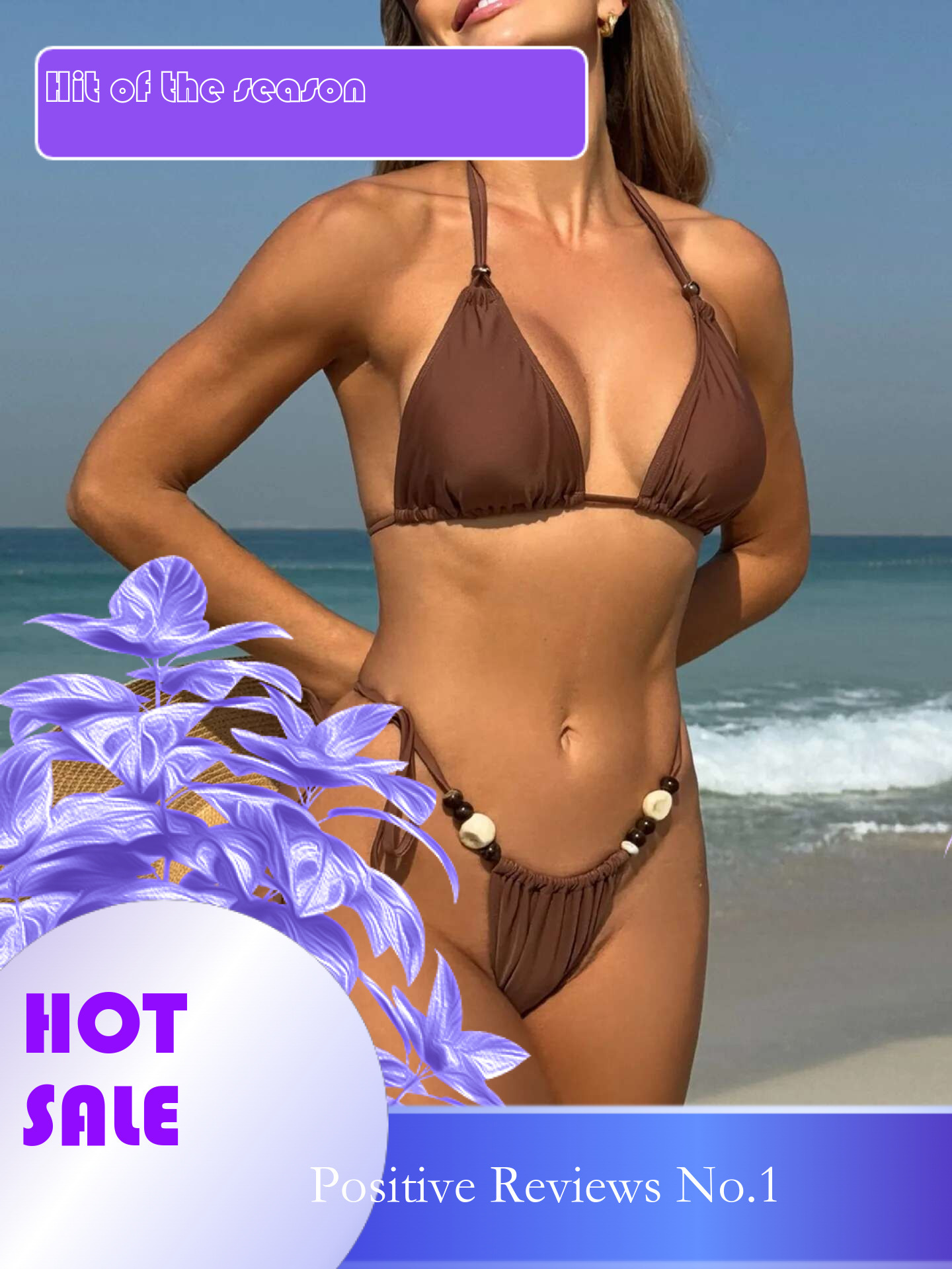 Dongdumaoyi Sexy Beads Thong Bikini Women Coffee White Push Up Tie Side Triangle Swimsuit Brazilian Beach Bathing Suit Micro Swimwear