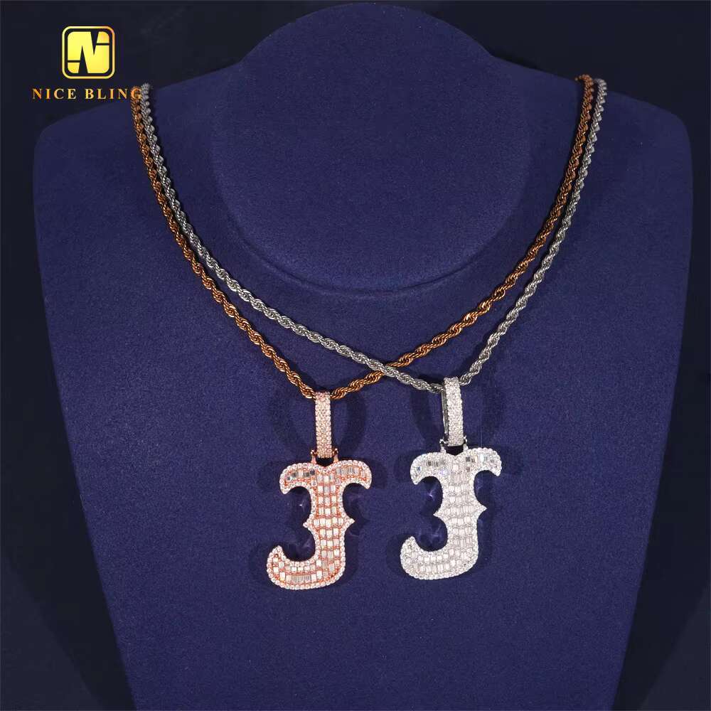 GRA Certificate Hip Hop Jewelry Initial Pendant Custom Iced Out 925 Silver VVS Moissanite Diamond Charm Letter J Fine Pendant