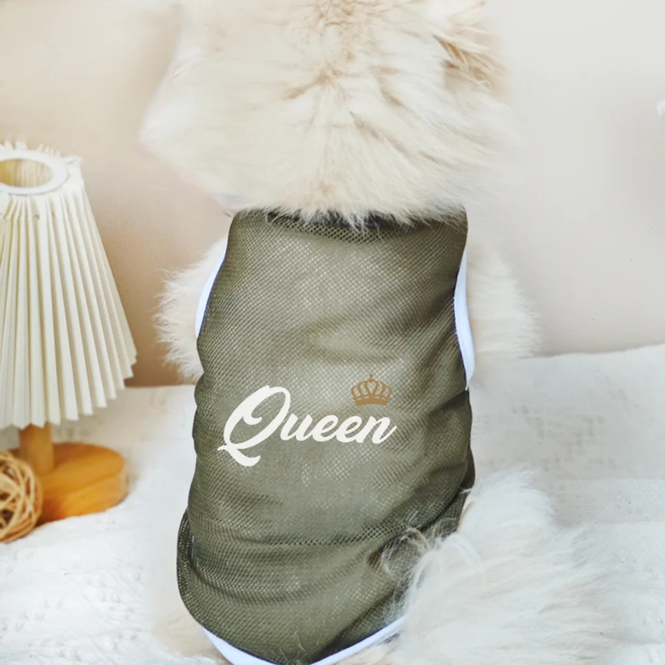 S-2XL Queen Cat/Dog Print Cat Dog Breathable Mesh Vest Small Dog Top 250402