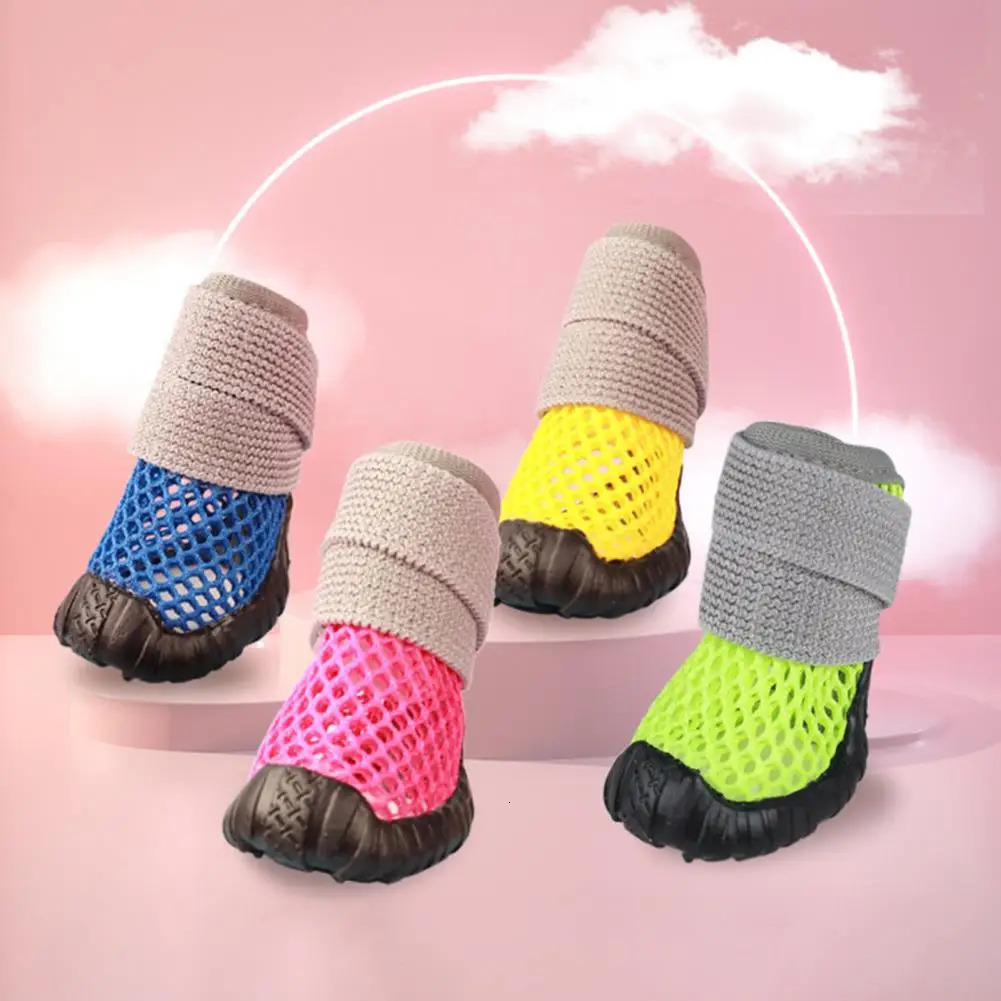 4Pcs Cute Pet Foot Cover Breathable Waterproof Multi-purpose Summer Puppy Dog Teddy Shoes 250402