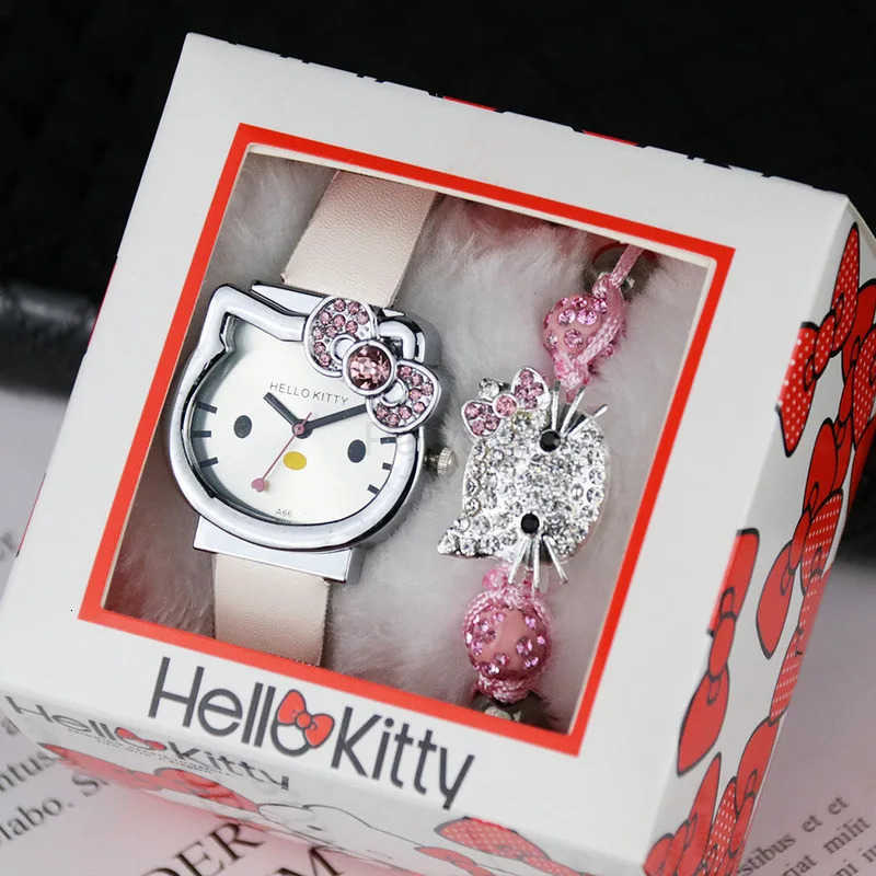 Sanrio Hello Kitty 3-Piece Set Boxed ChildrenS Gift Watch Female High School Student Cartoon Electronic Bracelet Watch Birthday Gift H251106