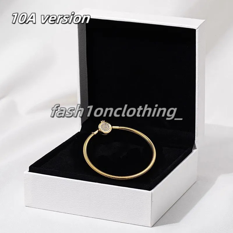 Sparkling Gold Crown O Snake Chain pandoracharm Bracelet Sterling Silver Charm Set pandor bracelets Pandoracharm Women Wedding Jewelry Golden With Retail Box f3c