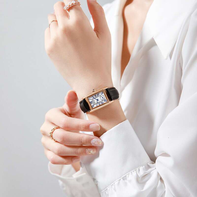 DHwatches Sanda Women's Quartz Watch Square Roman Numerals Leather Strap Youth Fashion Trendy Casual Simple Wristwatch