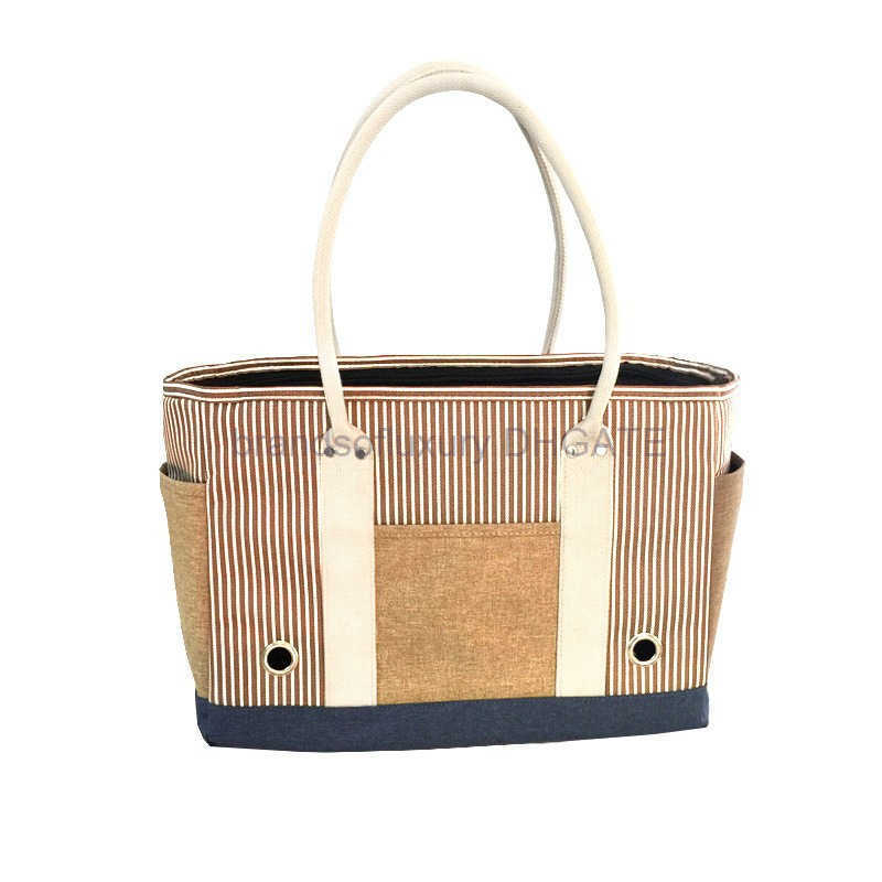 New pet crossbody dog bag striped pet cat travel portable hand-held cat bag