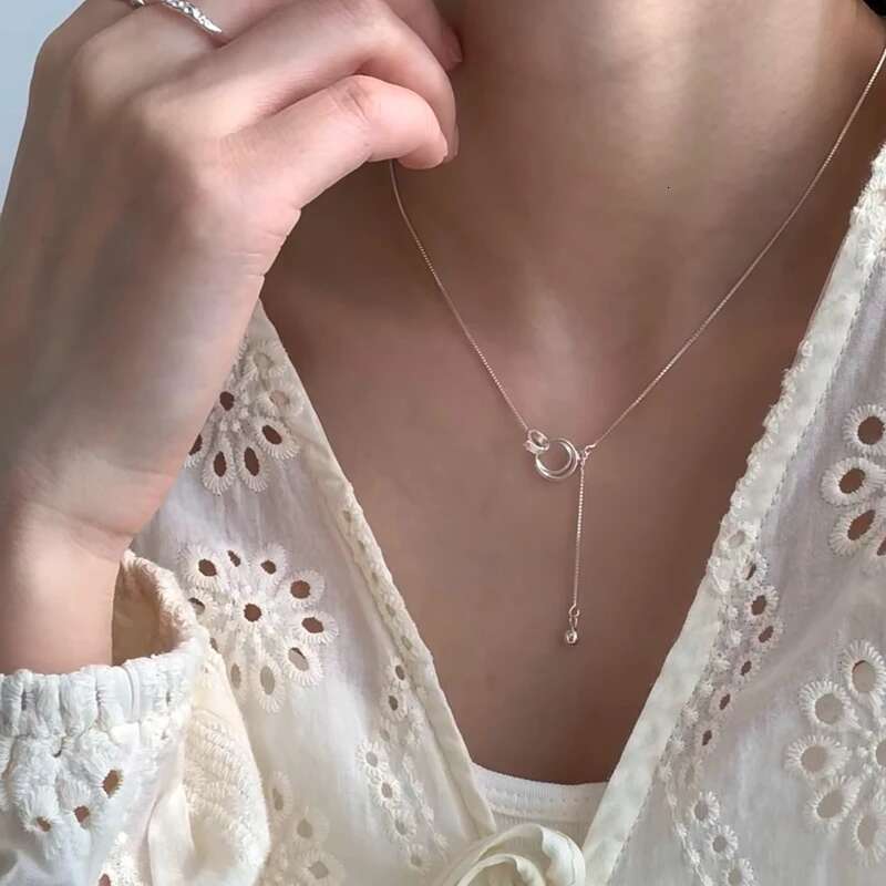 New Sterg Sier Round Zirconia Necklace Charm Quality Geometric Shape Pendant Choker Women Wedding Jewelry Wholesale