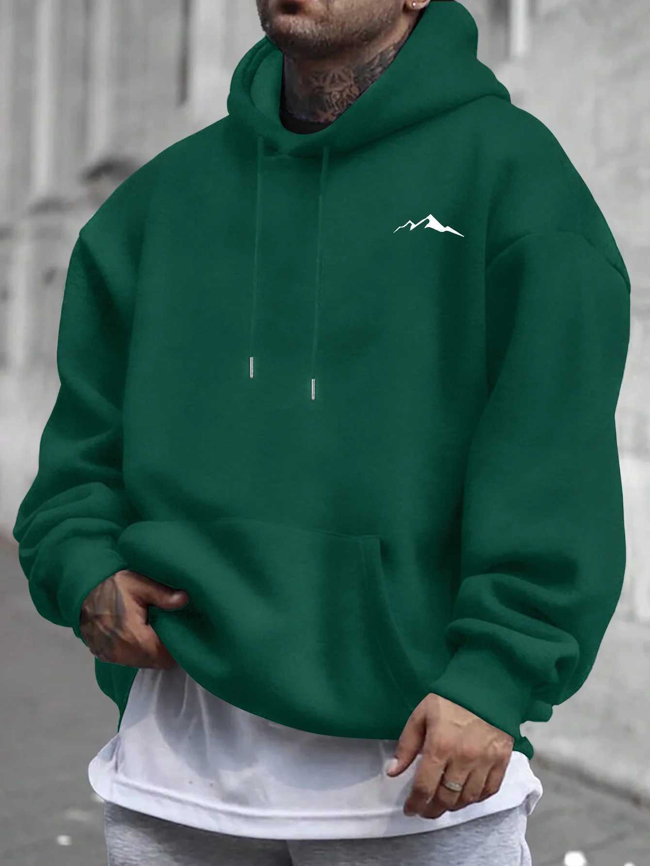 Mens new fashion trend printed hooded sweatshirt casual loose sweatshirt with street hip-hop features W251106