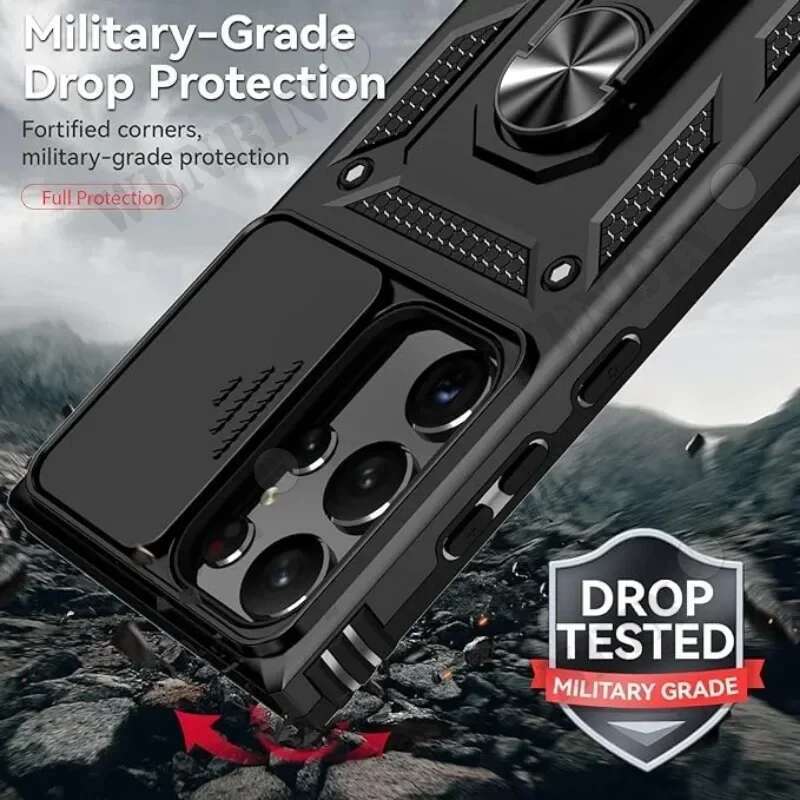 Case For Samsung S25 S23 S22 Ultra Plus S24 FE A56 A36 Heavy Duty with Camera 360 Degree Rotate Kickstand Shockproof Cover