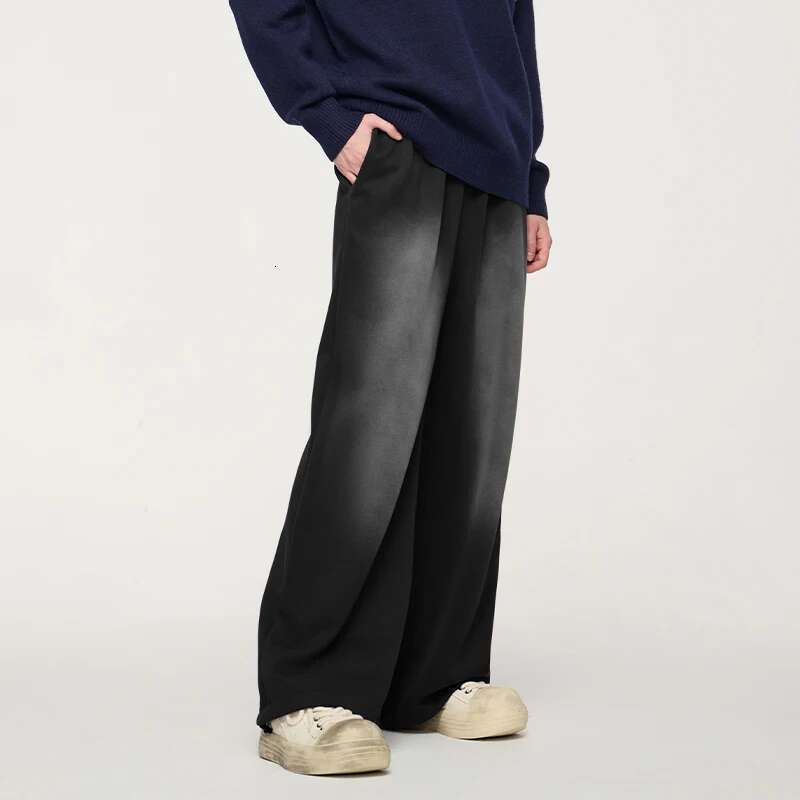 Unisex Washed Straight Sweatpants Men's Multi-Color American Street Style Wide-Leg Casual Pants