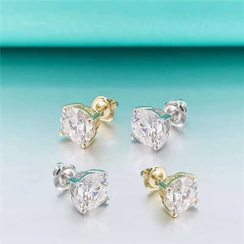 Wholesale Earrings Classic Vvs Dia Sier 10k 14k Solid Gold Jewelry Moissanite Stud Earring