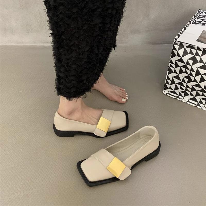 Plus Size Women's 41 to 43 Wide Feet 2025 New Leather French Mary Jane Flats Low Heel Shoes ddmypanda