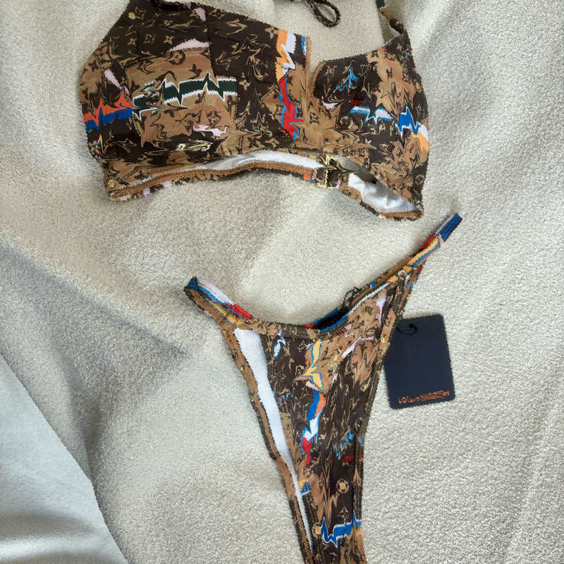 Women's Swimwear designer Fashion bikini set with printed sexy strap swimsuit split vacation beach swimsuit
