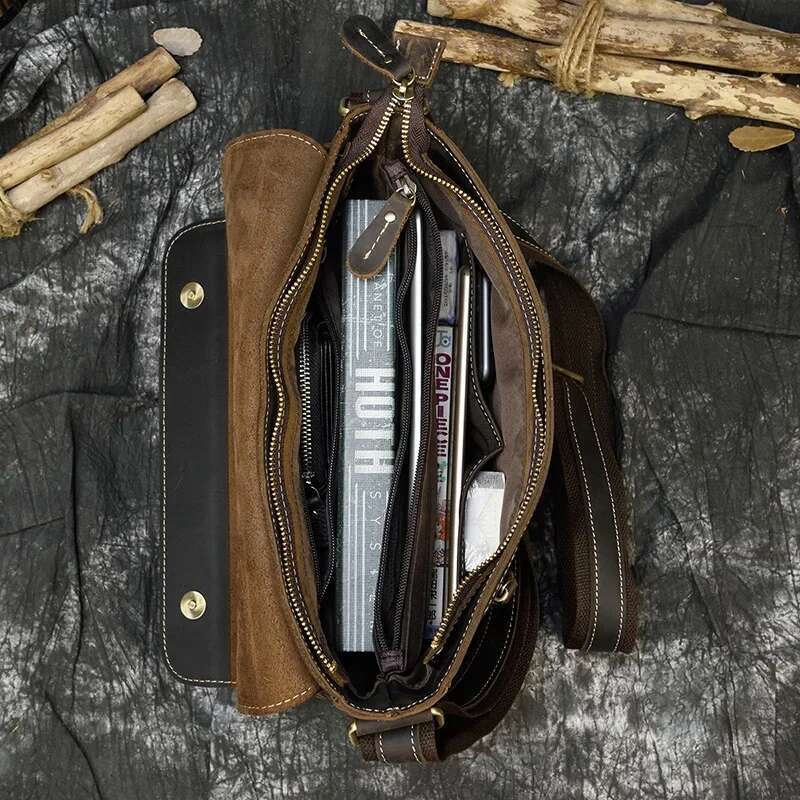 Vintage Crazy Horse Briefcases Laptop Office For Men Cover Messenger Men's Leather Bag Computer Bags