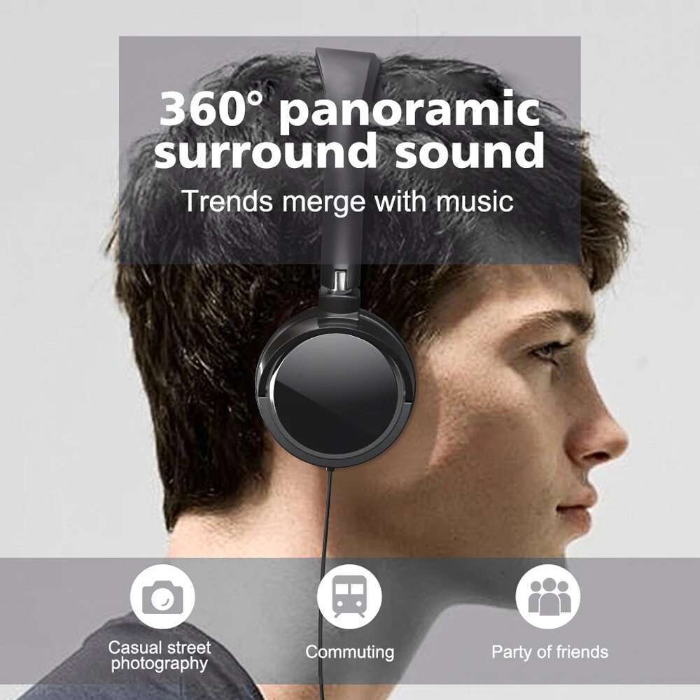Wired 3 5mm Bass Stereo Foldable With Microphone Adjustable Suitable For Pc Mp3 Mobile Headphones