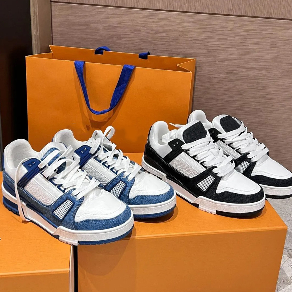 Designer Shoes Virgil Skate Trainer Sneakers Men Women Dress Shoes Embossed Skates Flower Calfskin Leather Denim Luxury Letter Low Platform Mens Trainers with box