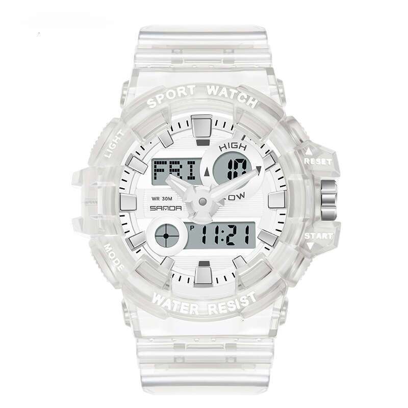 DHwatches Sanda Brand Trendy Fashion Student Electronic Waterproof Multifunctional Luminous Personality Transparent Strap Sports Watch