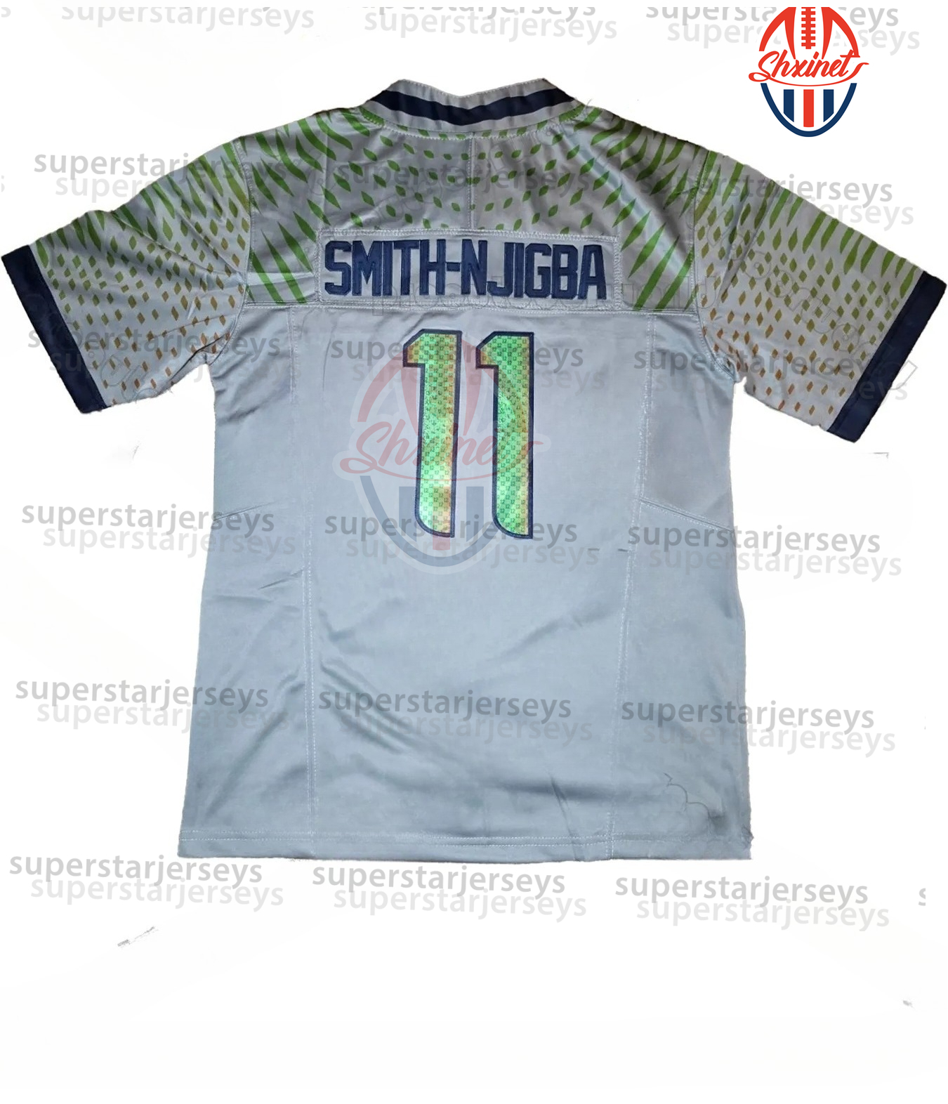11 Jaxon Smith-Njigba 2025 Salute To Service Custom Blue/White Football Jeresy Cooper Kupp Fan Darnold Witherspoon Milroe DK Metcalf Walker III Smith 