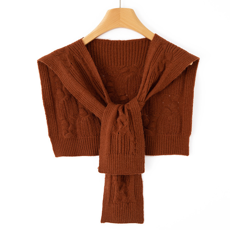 K320 Imitation wool knitted shawl for women spring and autumn thickened twisted flower fashionable shoulder guard waistcoat outer scarf small cape top
