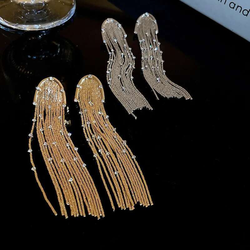 New S Version Tassel Stud Earrings Shiny Zircon Snake bone Chain Earring For Women Wedding Party Gift Fine Jewelry Wholesal