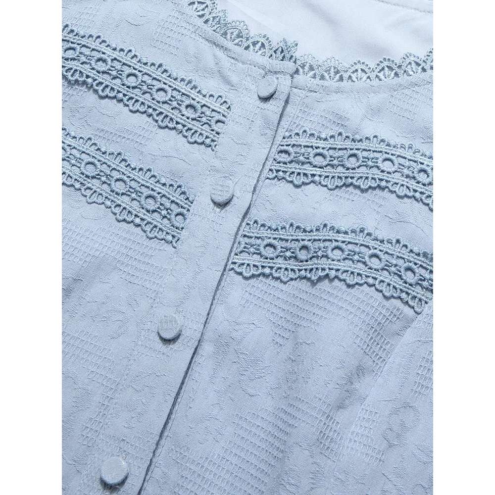 Blue French Dresses For Women Lace Collar Seven Lantern Sleeve Cotton Spring New A-E Lady Dress