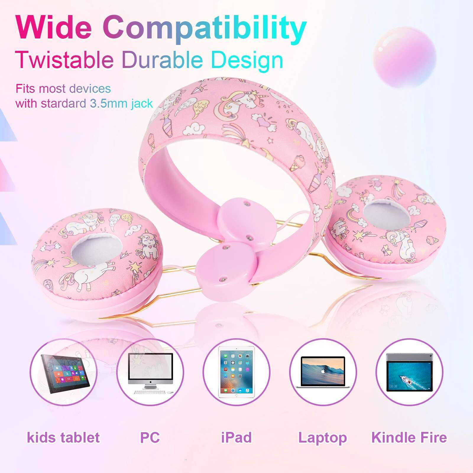 Wired Child Cartoon Cute Kids Anime Headphones Headset Stereo Music with Micrphone Children's Earphone Christmas Gift