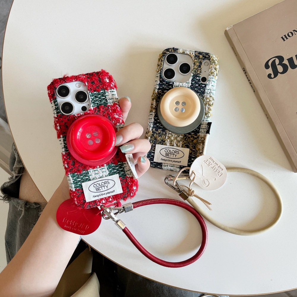 Color-Block Plaid Phone Case Compatible with iPhone 17/16 Pro Max Simple Button Direct iPhone 15/14 Pro