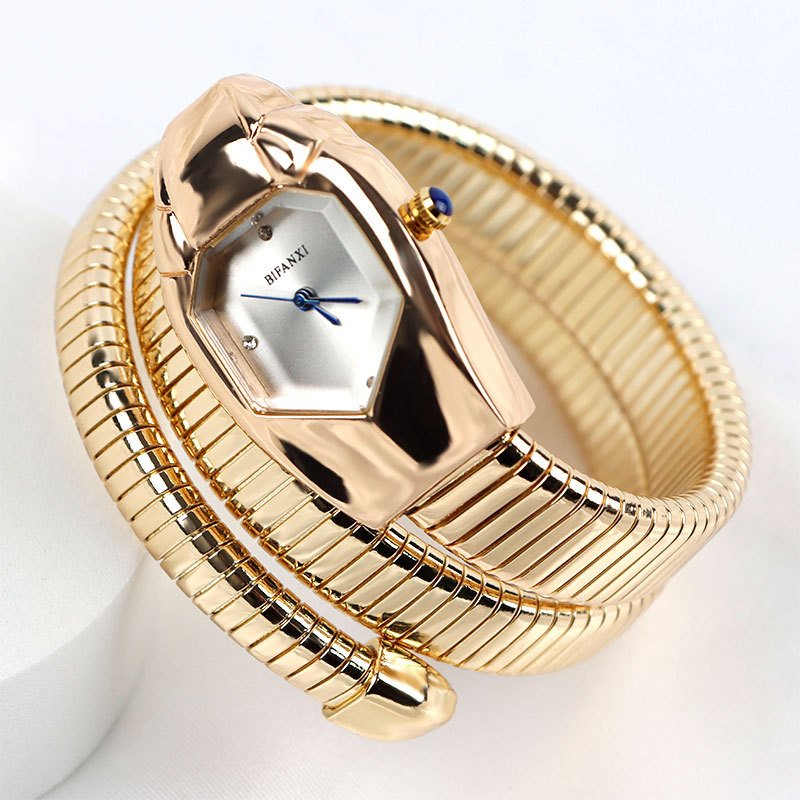 Sophisticated Female Wristwatch - Serpentine Motif, Diamond Embellished Quartz Movement