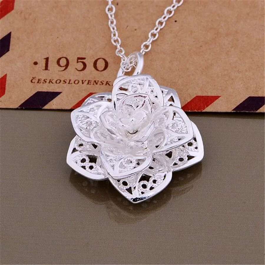 Sterg Sier charm wers Pendant Necklace For Women Fashion Party Wedding Accessories Jewelry Christmas Gifts