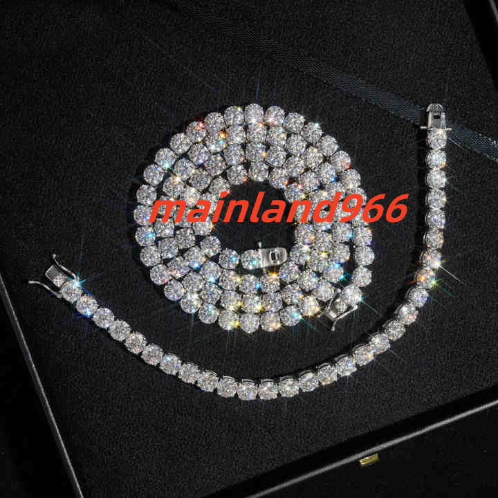 Hot Sale Ready to Ship Dropshipping VVS Moissanite Necklace S925 Gold Plated Tennis Chain Fine Jewelry Wholesale Fine Price