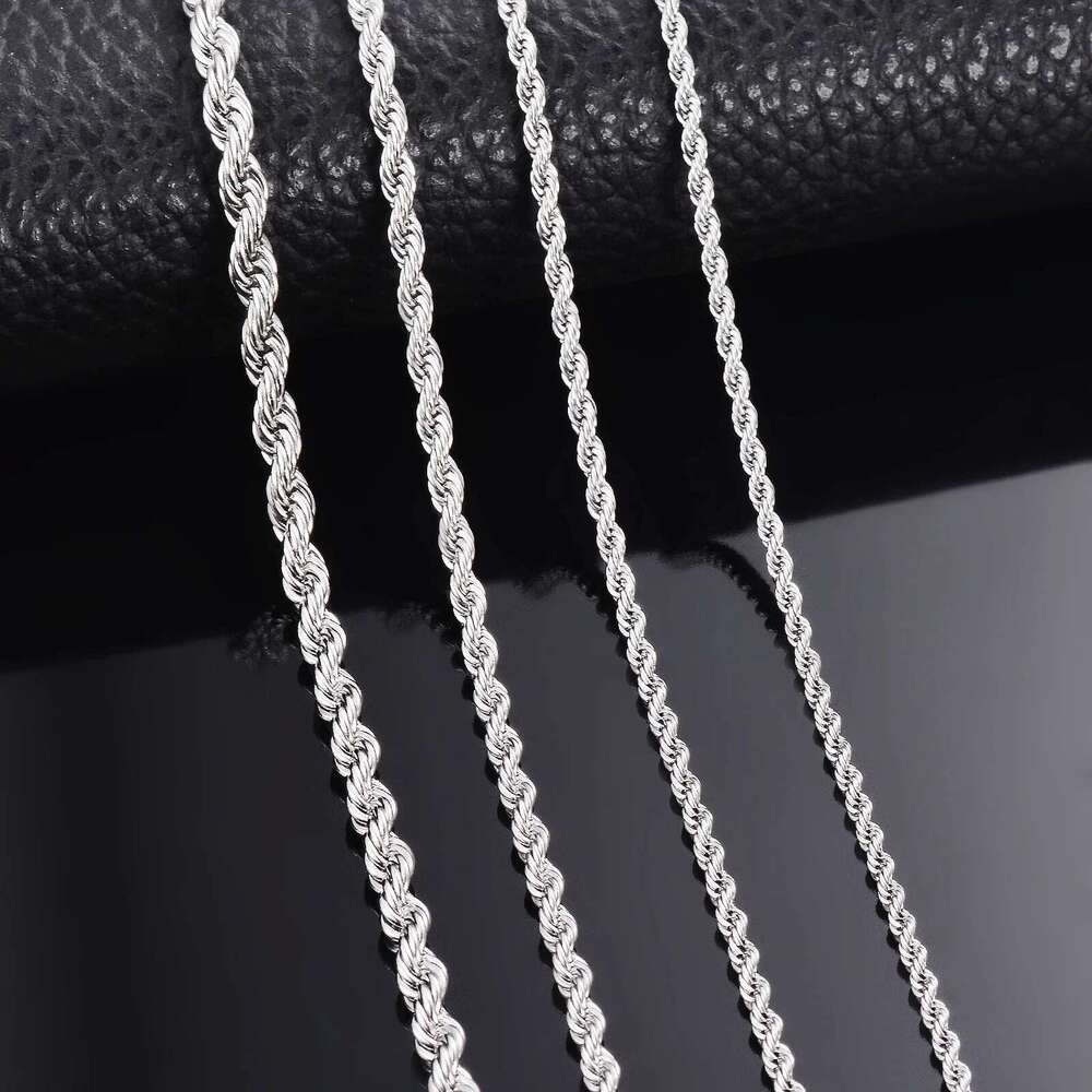 1 piece sterg sier Width 2mm/3mm/4mm Rope Necklace/Bracelet For Men Women Man Fashion Chain Necklace