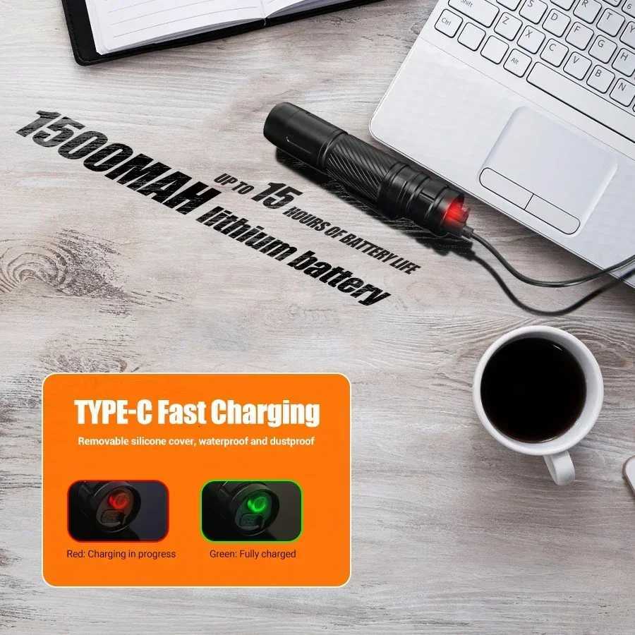 LED Flashlight Rechargeable 1000LM Ultra Bright Light With Clip Outdoor Waterproof Lamp Portable Camping Riding Gift LanternW251106