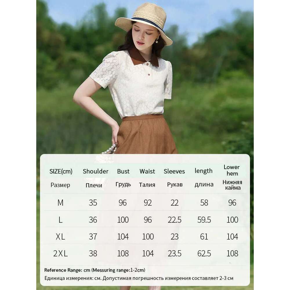 French Lace Shirt For Women Polo Neck Short-Sleeve Hollow Gentle Summer New Slim Female Clothes
