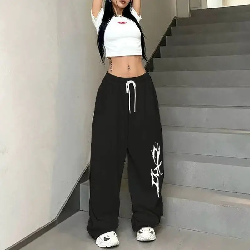 Loose Straight Printed Wide Leg with Casual Lazy Hiphop Sports Womens Pants Quick Drying Fashion Style Z260314