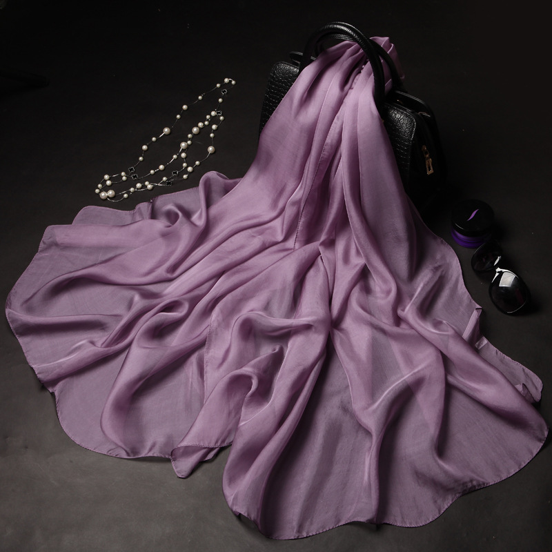 K317 Pure color silk scarf for women spring and summer scarf pure mulberry silk thin scarf limited edition