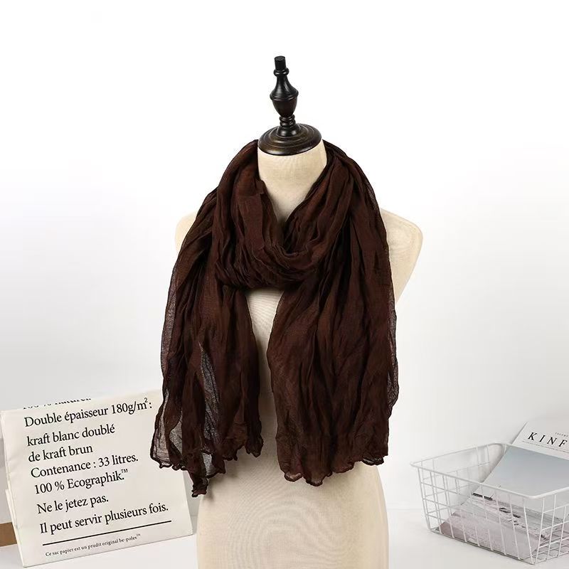 T422 new knitted shawl cute summer winter versatile retro scarf solid color woven silk scarf female autumn and winter lazy style