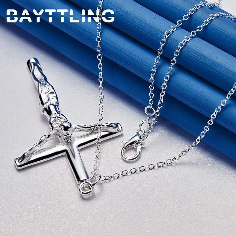 Sterg Sier 16-30 Inches Fine Cross Necklace For Women Men Charm Wedding Temperament Jewelry Gifts Party