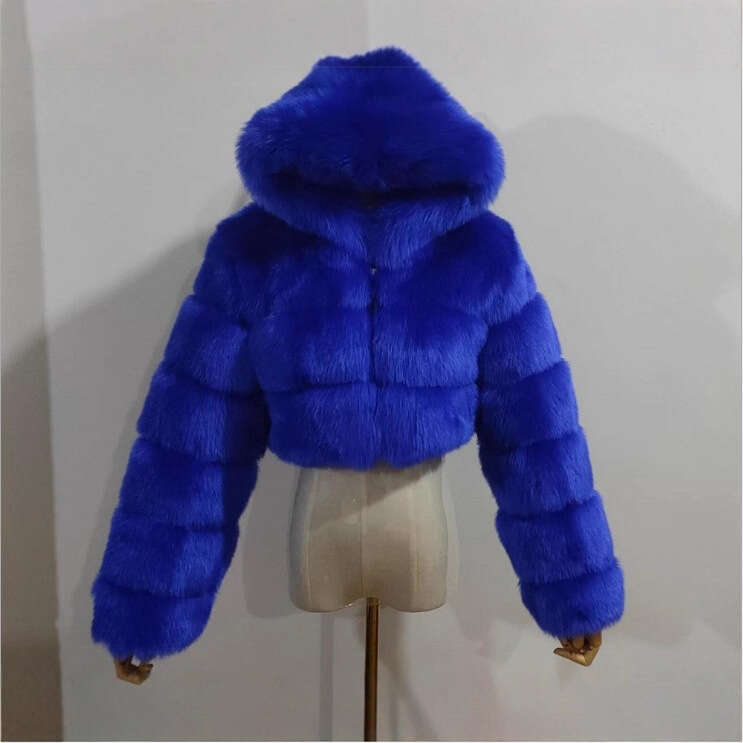 Winter fur coat Autumn Winter New Warm Faux Hooded Style Fur Coat