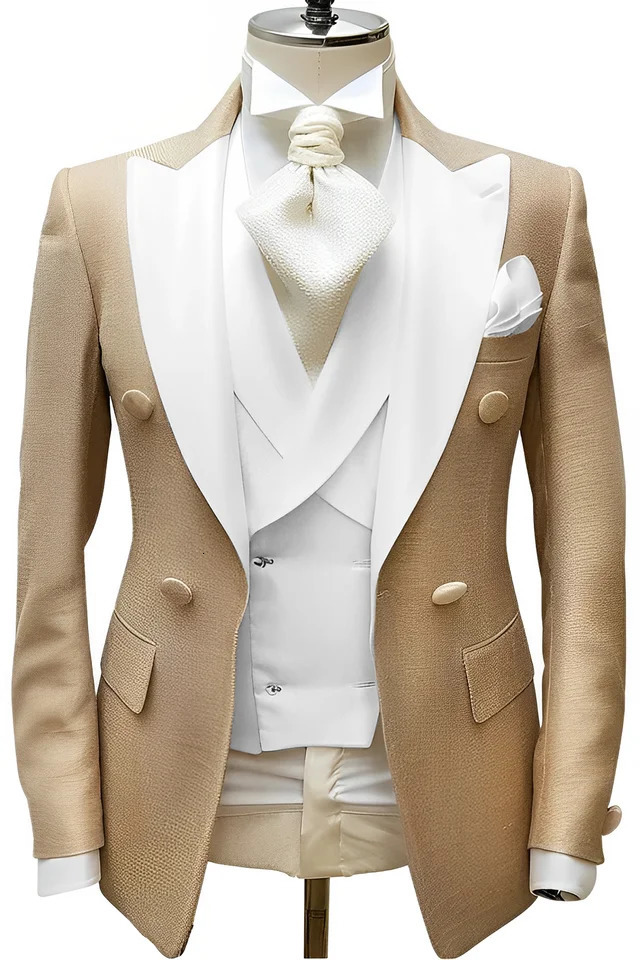 Khaki mens three piece elegant wedding tailcoat custom dress slim fit jacket XS-5XL mens clothing 250402