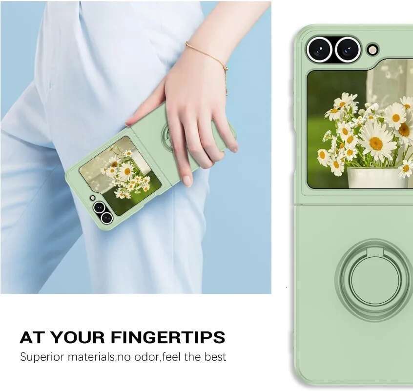 ZFlip6 Case Liquid Silicone Ring Cases Stand Holder Cover for Samsung Galaxy Z Flip 5 6 3 4
